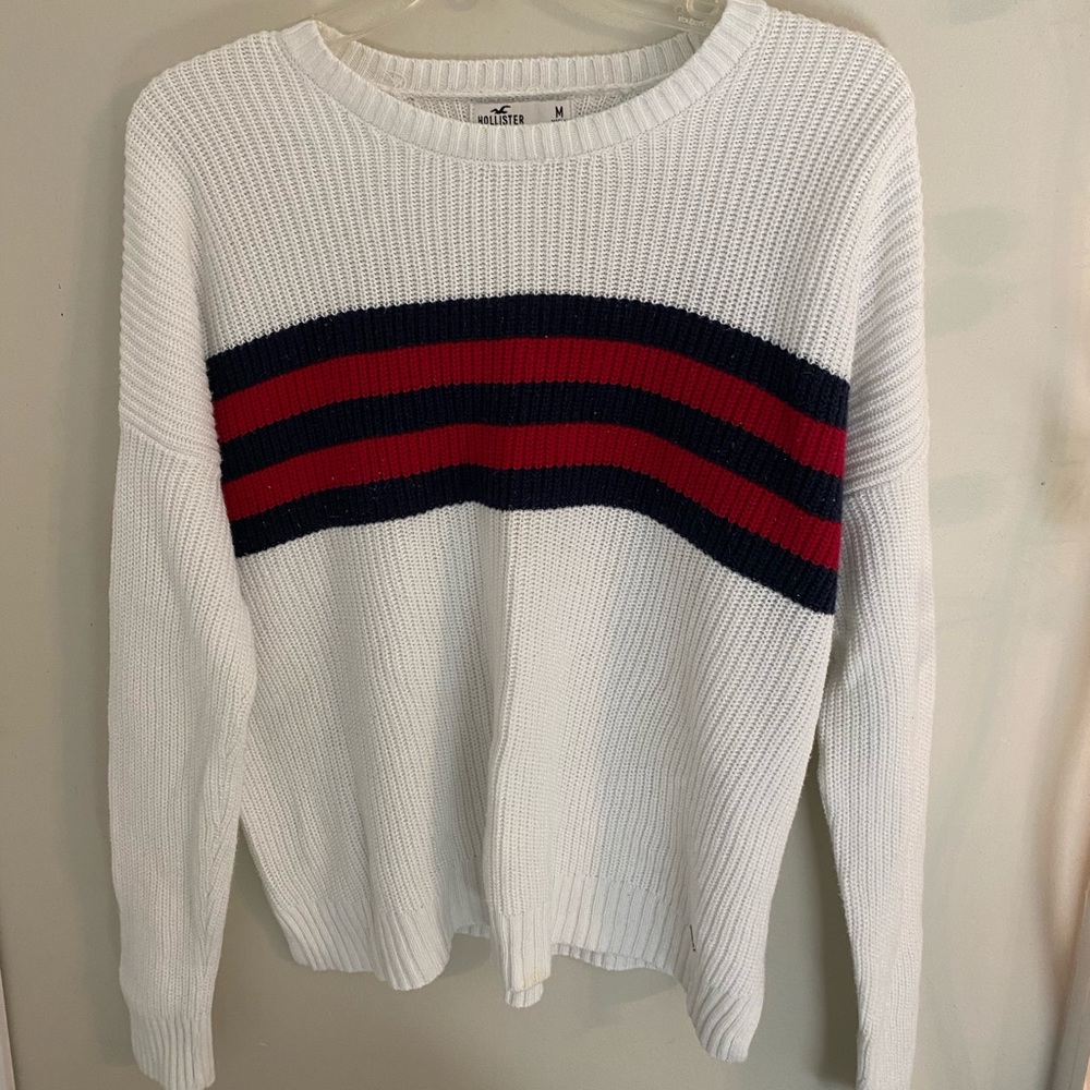 hollister white striped sweater